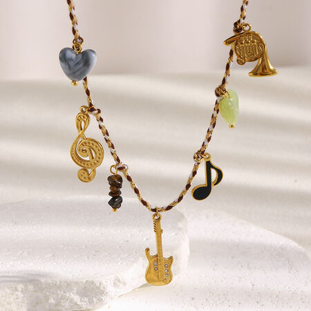 1 Piece Daily Note/instrument Stainless Steel Waterproof Women's Pendant Necklaces