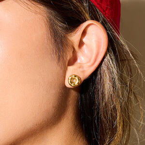 1 Pair Cute Doughnut Stainless Steel Waterproof Gold Color Women's Stud Earrings h5 Picture3