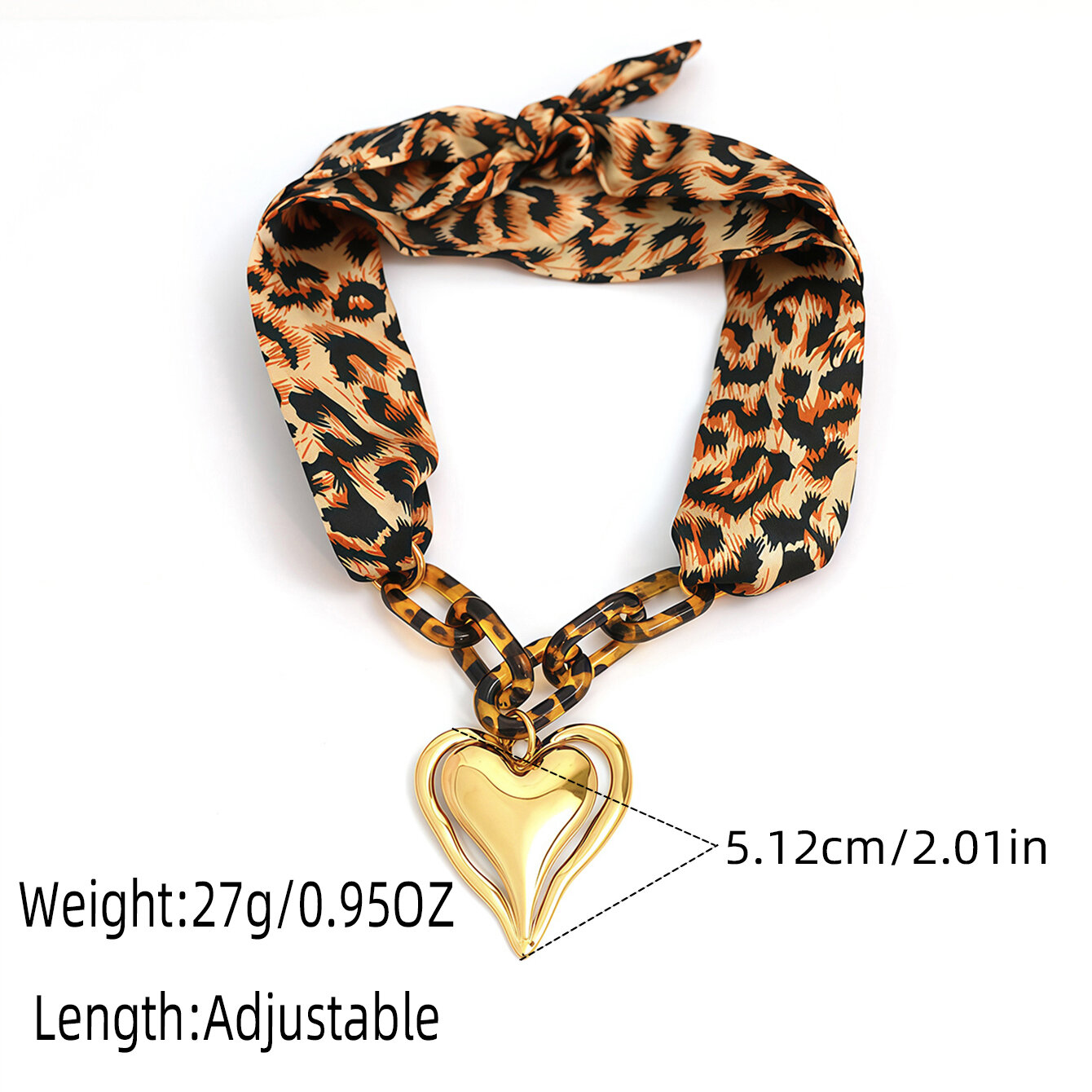 1 Piece Retro Heart Leopard Print Stainless Steel Waterproof  Gold Color  Women's Chain Bracelets h5 Picture2