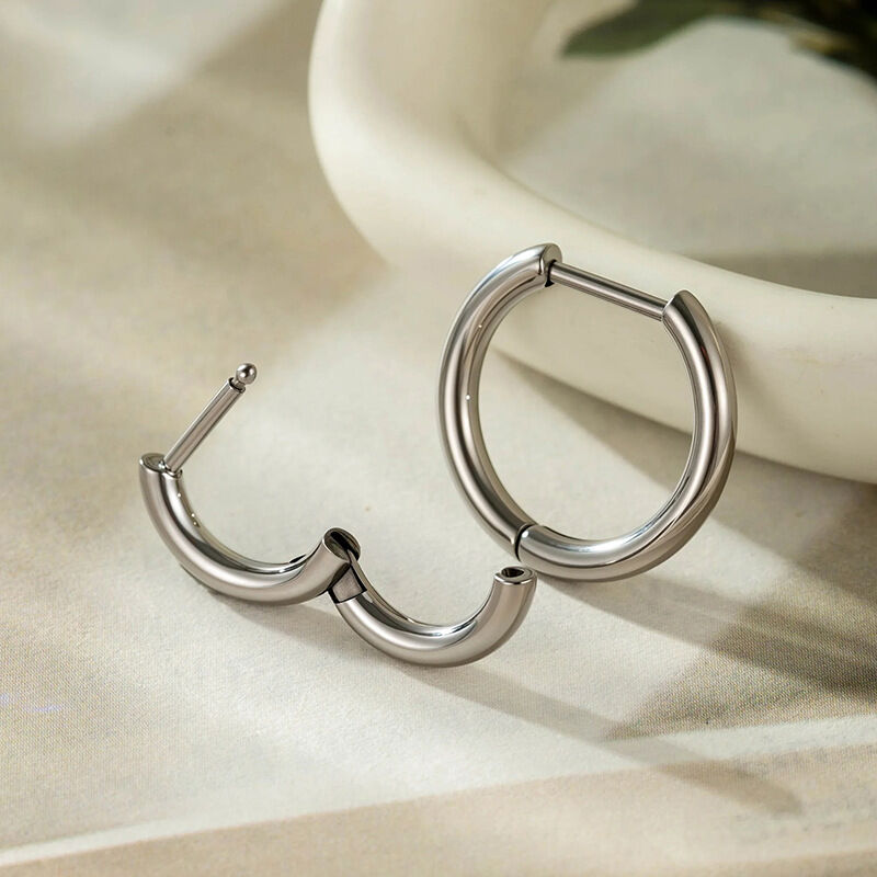 1 Piece Minimalist Annular Shape Titanium Alloy Women's Hoop Earrings h5Picture3