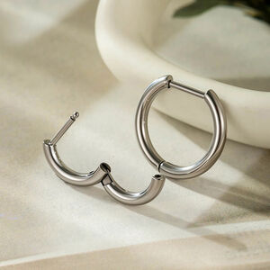 1 Piece Minimalist Annular Shape Titanium Alloy Women's Hoop Earrings h5 Picture3
