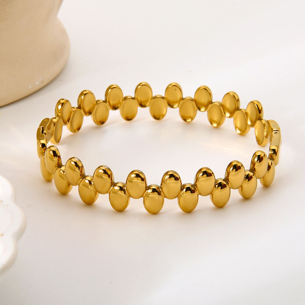 1 Piece  Daily Patchwork Stainless Steel Waterproof  Gold Color  Women's Bangles