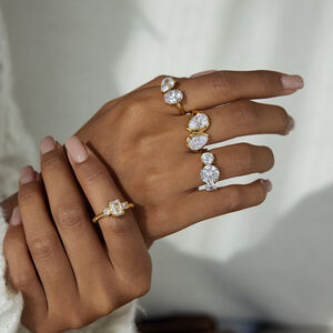 1 Piece Shinning Droplet Stainless Steel Waterproof Gold Color Zircon Women's Gemstone Rings h5 Picture4