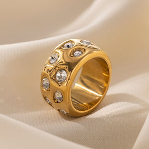 1 Piece Star Stainless Steel Waterproof Gold Color Statement Ring h5 Picture4
