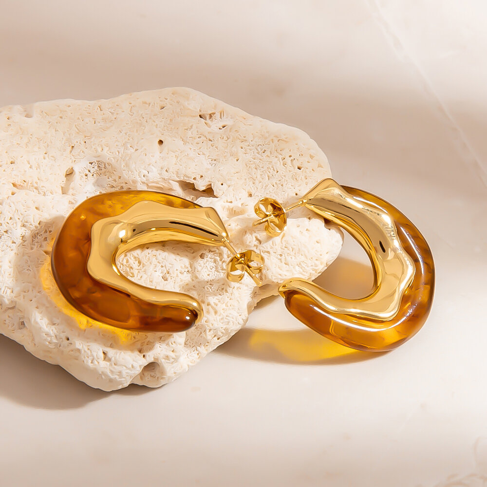 1 Paar schlichte, wasserfeste Damen-Ohrstecker aus Edelstahl in Goldfarbe h5Bild4