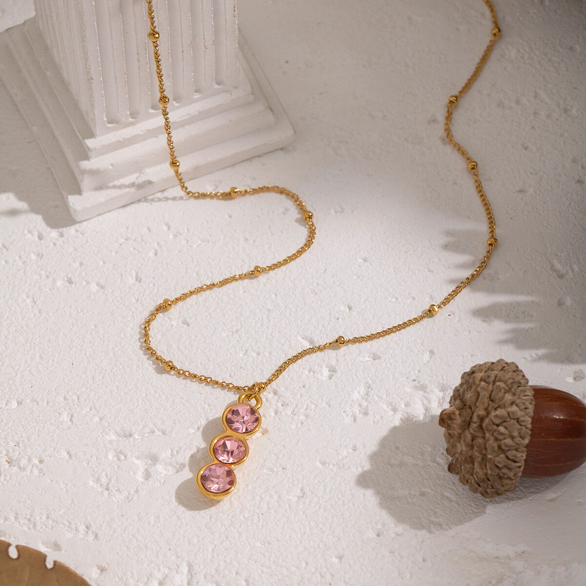 1 Piece Minimalist Zircon Inlaid Pendant Necklace Picture4
