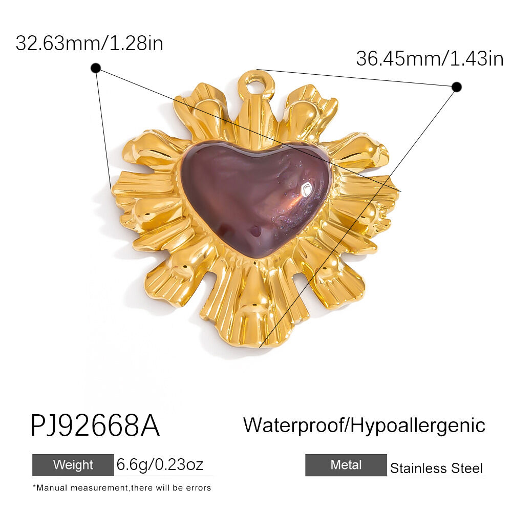 1 Piece Retro Flower Stainless Steel Waterproof Gold Color DIY Pendant h5Picture2