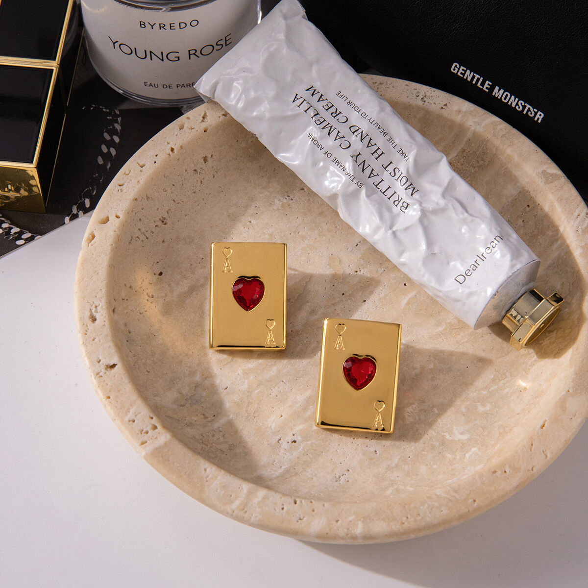 Romantic Heart Poker Stainless Steel Waterproof Gold Color Women's Jewelry Sets h5 Picture4