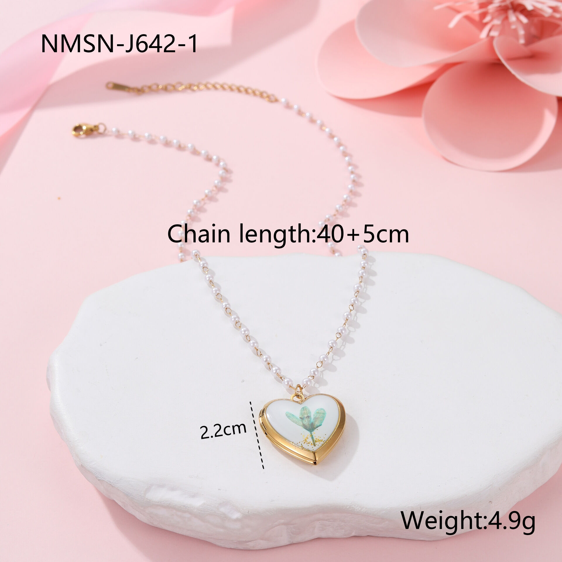 1 Piece  Sweet Flower Heart Stainless Steel Waterproof   Gold Color  Women's Pendant Necklaces 