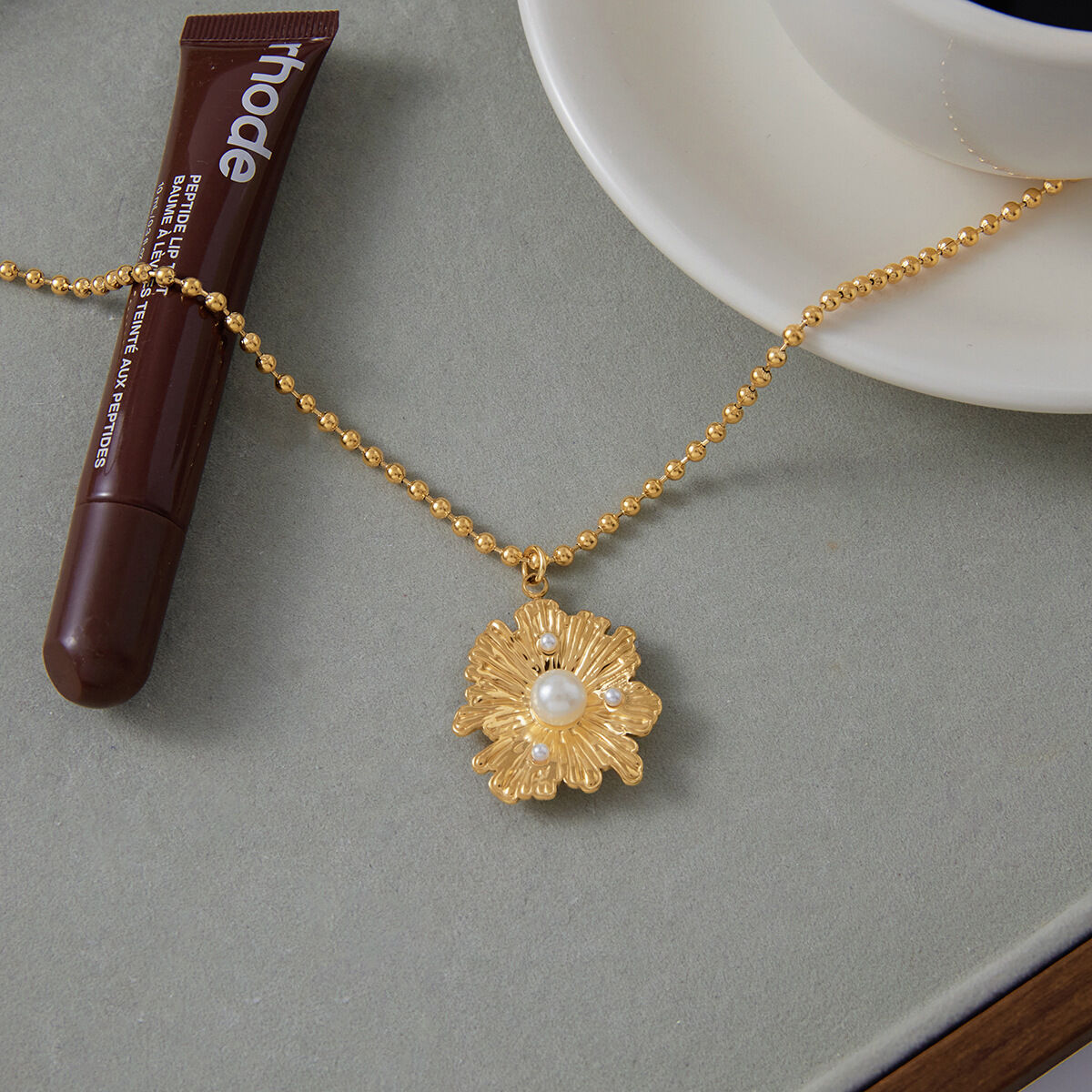 1 Piece Sweet Flower Stainless Steel Waterproof Gold Color Women's Pendant Necklaces Picture5