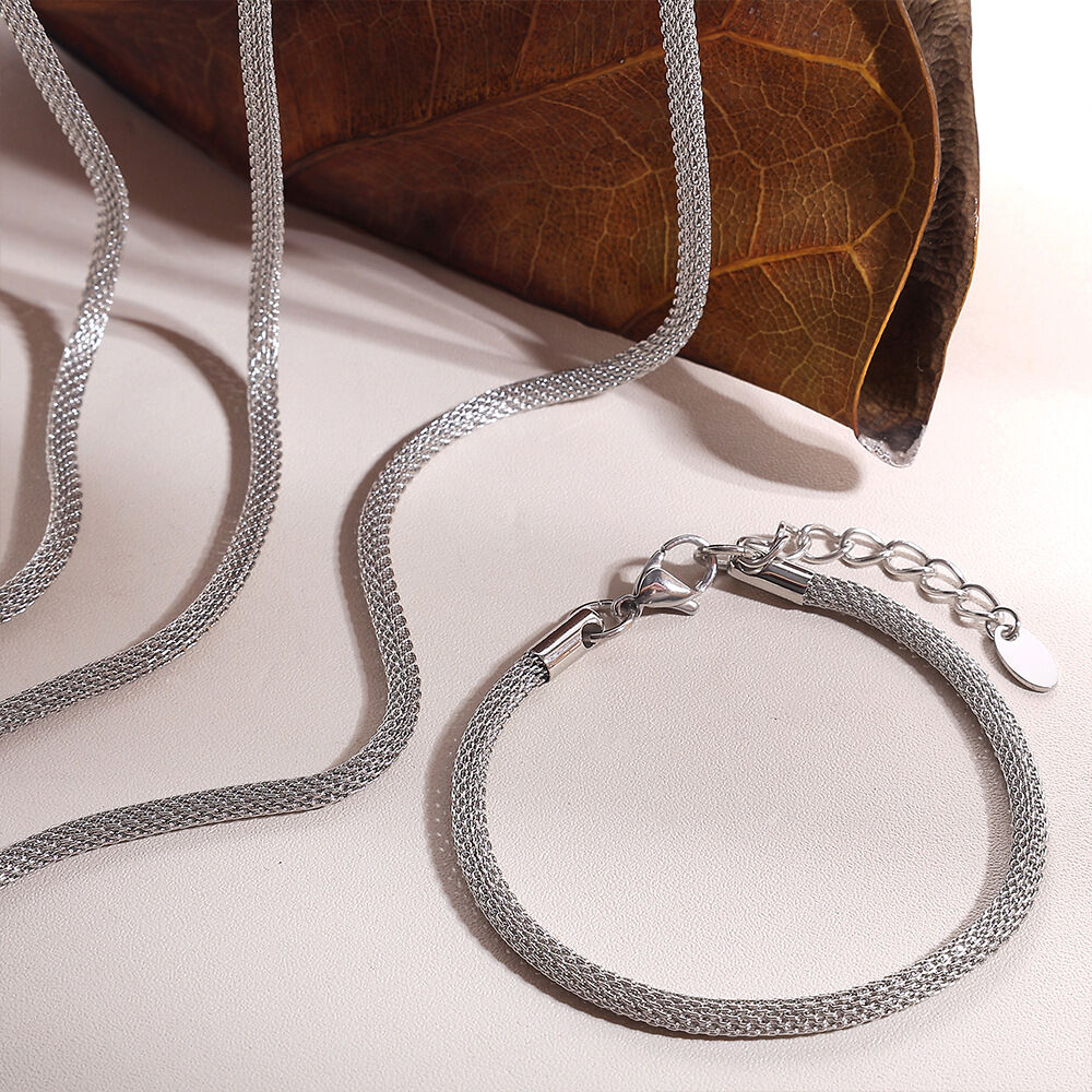 Simple Solid Color Stainless Steel Waterproof Necklace Set 2