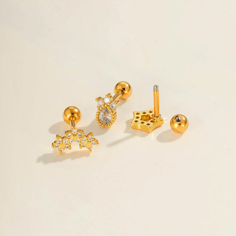 1 orecchino piercing in zircone color rame e oro a forma di farfalla 2