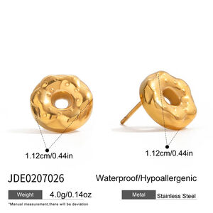 1 Pair Cute Doughnut Stainless Steel Waterproof Gold Color Women's Stud Earrings h5 Picture2