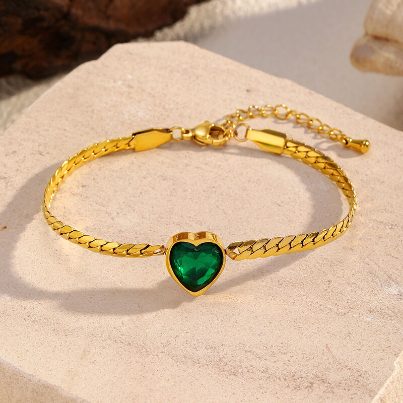 1 Stück Herz-Armband aus Edelstahl, wasserdicht, goldfarben