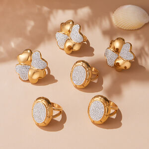 1 Piece Lustrous Clover Stainless Steel Waterproof Gold Color Statement Rings h5 Picture2