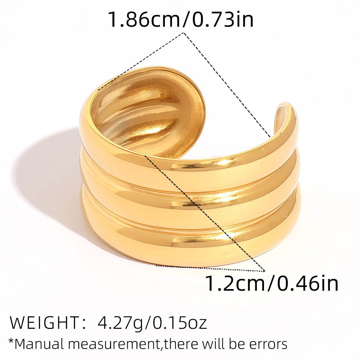 1 Piece Classic Strip Stainless Steel Waterproof Gold&Silver Color Statement Rings Picture2