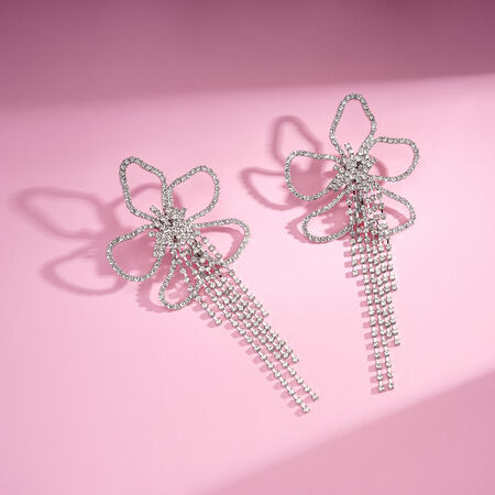 1 Pair Festive Series Flower Tassel Copper Party Earrings