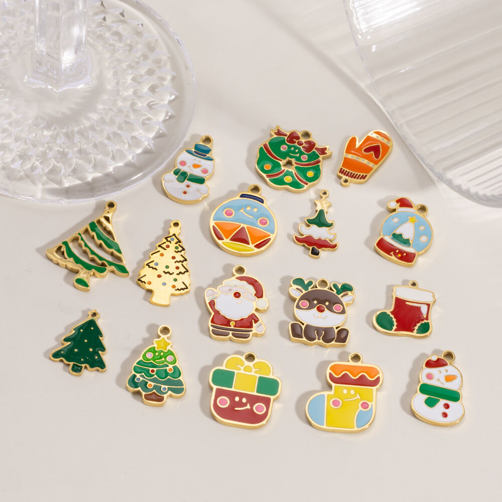 1 pieza DIY Lindo Colgante Navideño de Acero Inoxidable Resistente al Agua Color Dorado para Mujer