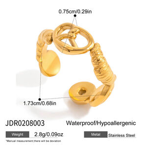 1 Piece Designable Croissant Stainless Steel Waterproof Gold Color Statement Rings h5 Picture2