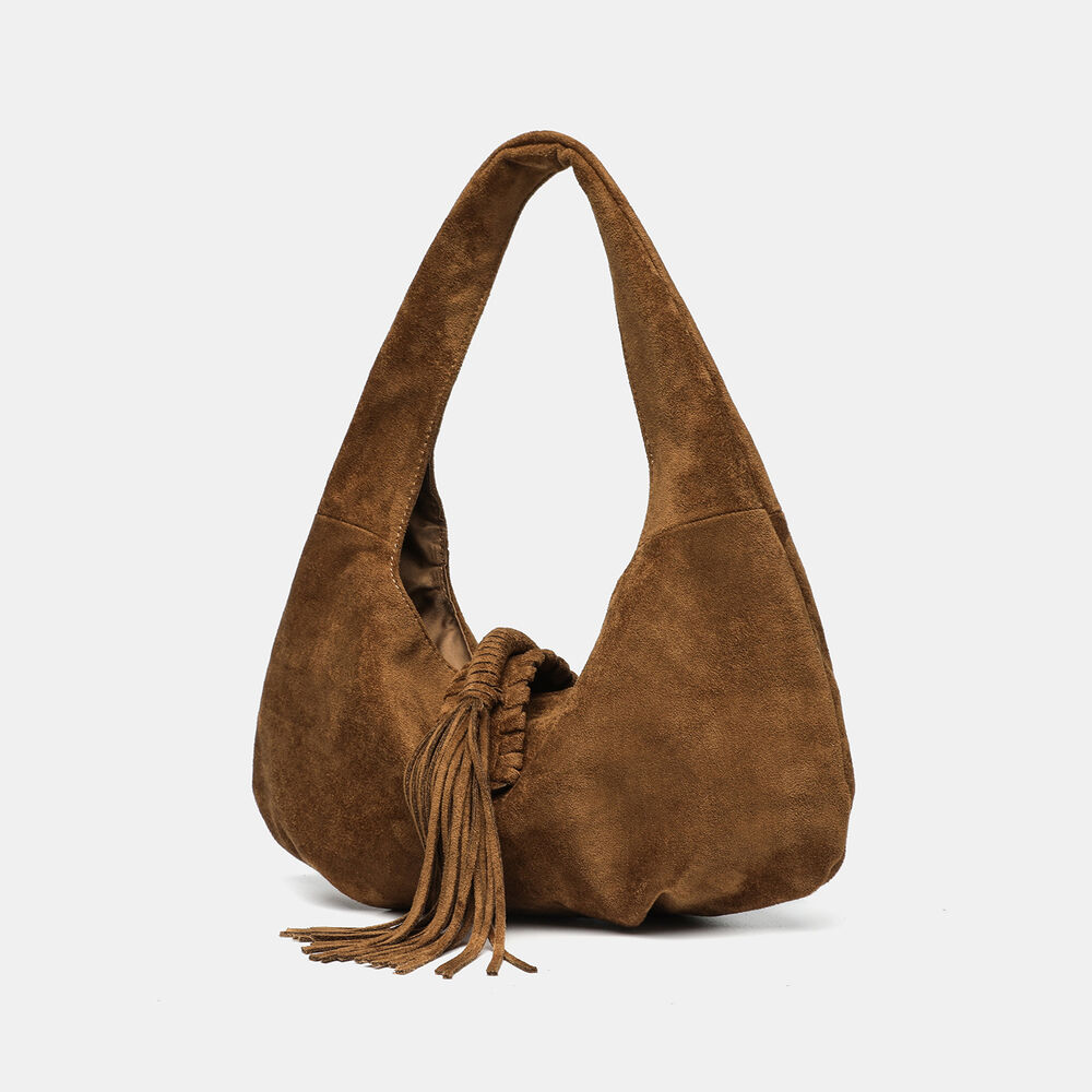 Bolso de hombro étnico informal con borlas de ante sintético para mujer, 1 pieza h5Imagen2