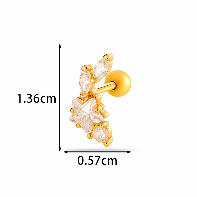 1 Stück geometrische Figur Kupfer Gold Farbe Zirkon Damen Piercing Ohrringe h5 Bild2