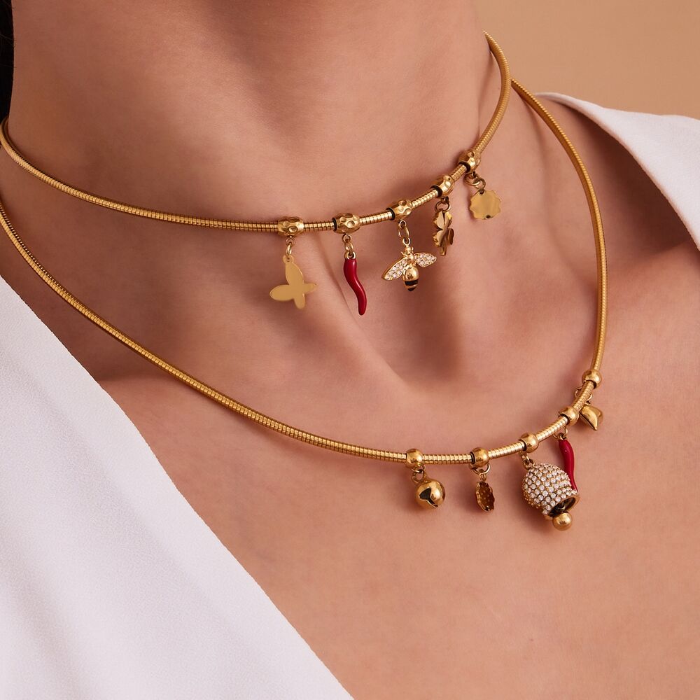 1 Piece Sophisticated Bee Stainless Steel Waterproof Gold Color Zircon Women's Pendant Necklaces Picture2