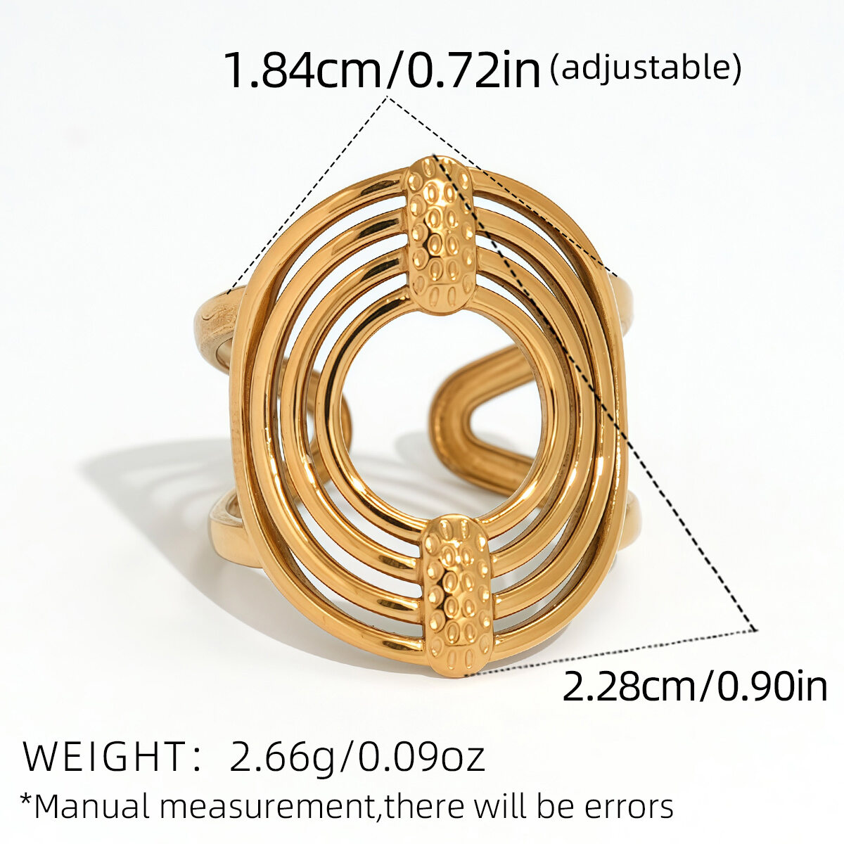 1 Piece  Casual Circle Stainless Steel Waterproof   Gold Color  Women's Statement Rings Picture2