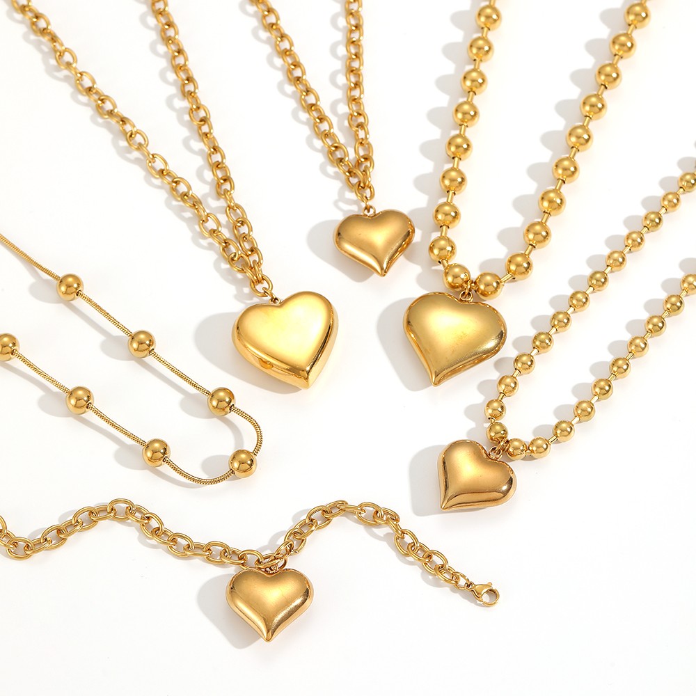 1 Piece Heart Stainless Steel Waterproof Gold Color  Pendant Necklace Picture3