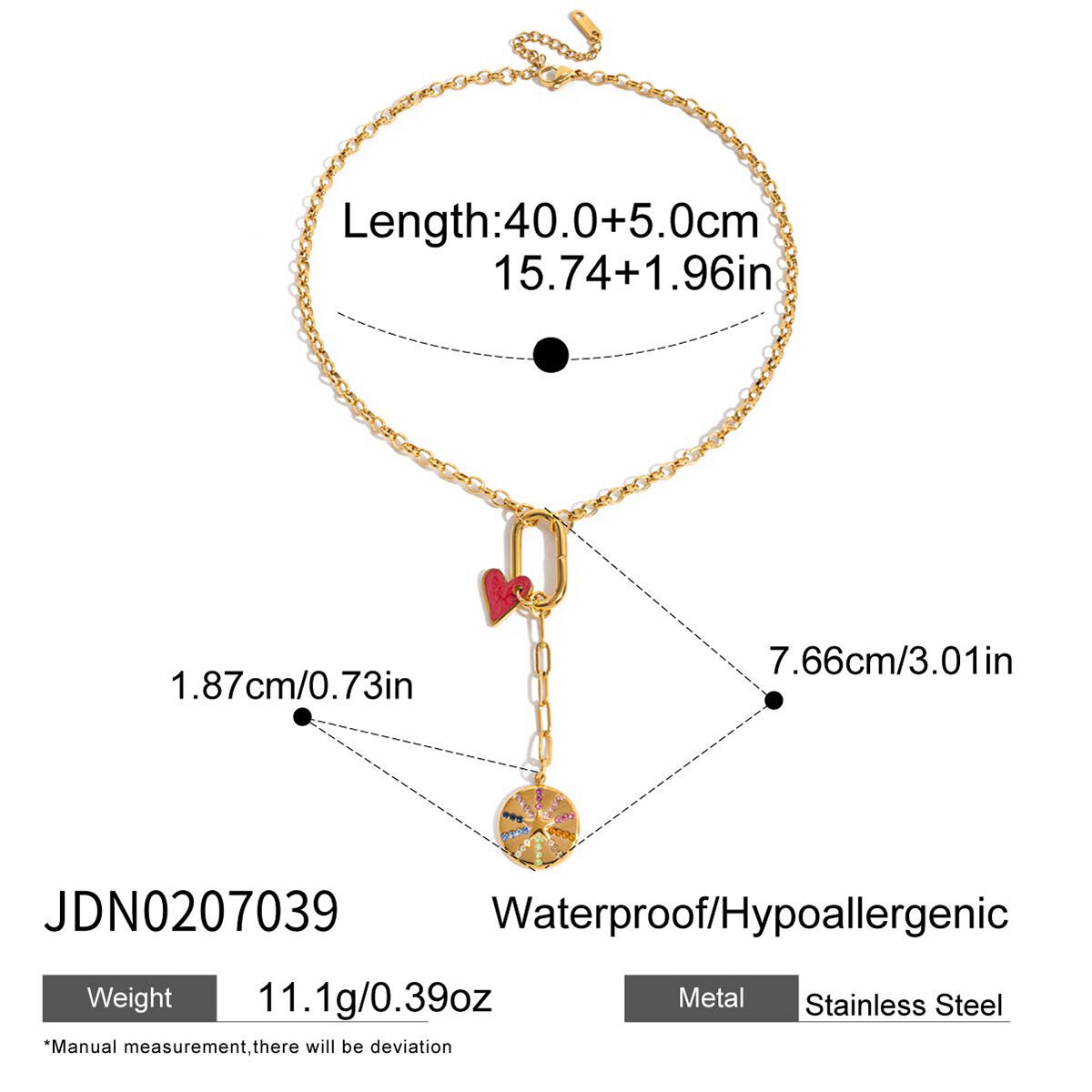 1 Piece Luxurious Tassels Stainless Steel Waterproof Gold Color Women's Pendant Necklaces Picture2