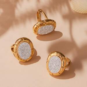 1 Piece Lustrous Clover Stainless Steel Waterproof Gold Color Statement Rings h5 Picture6
