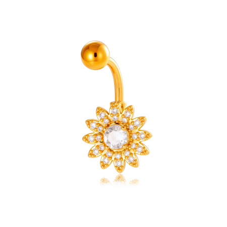 1 Piece Stylish Flower Heart Butterfly Copper Gold Color Zircon Navel Piercings