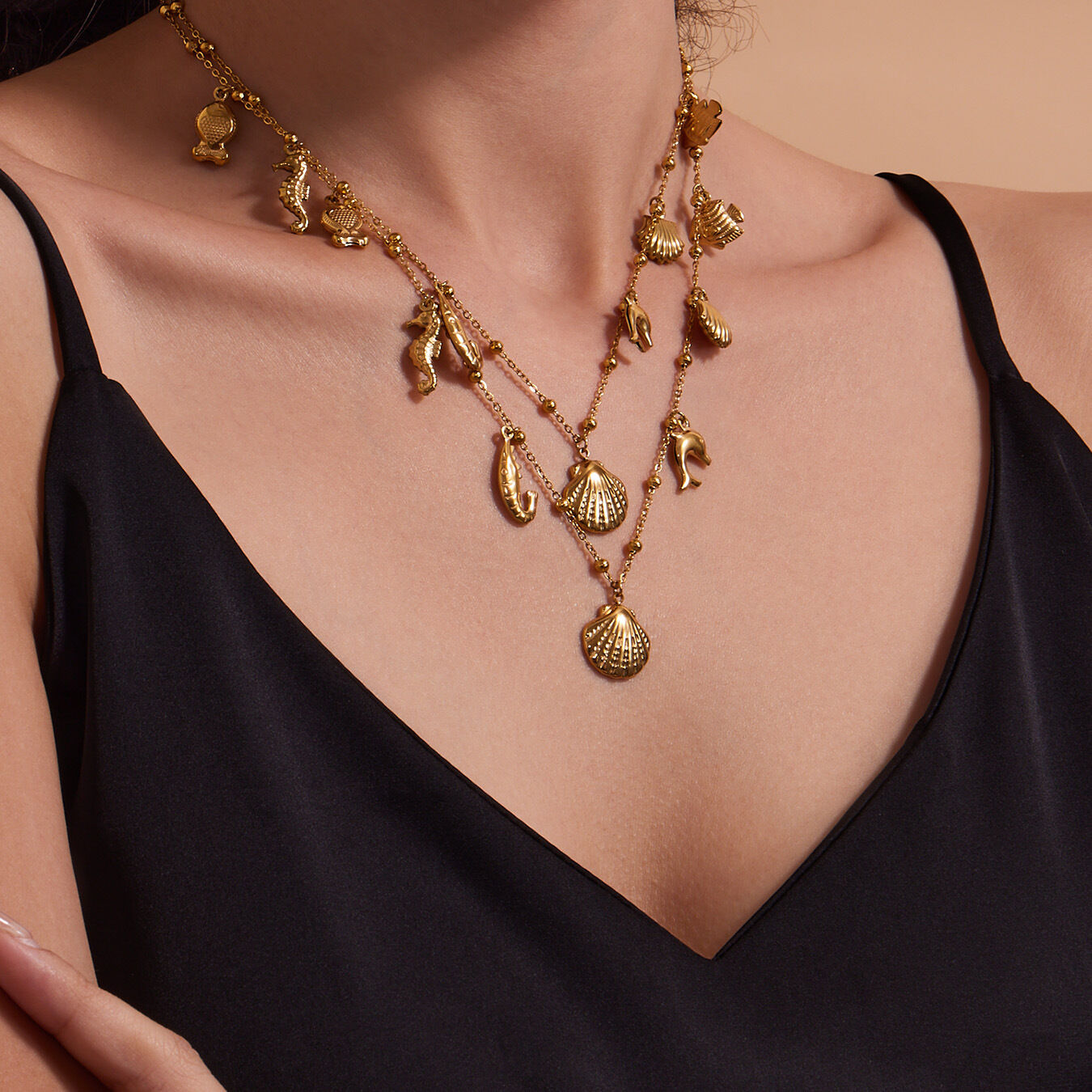 Lustrous Cross Stainless Steel Waterproof Gold Color Women's Jewelry Sets 2