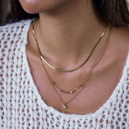 1 Piece Modern Circle Stainless Steel Waterproof Gold Color Zircon Women's Layered Necklaces