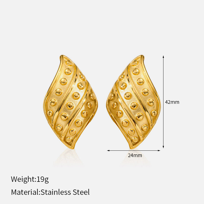 1 Pair Irregular Shape Stainless Steel Waterproof Gold Color Stud Earrings 