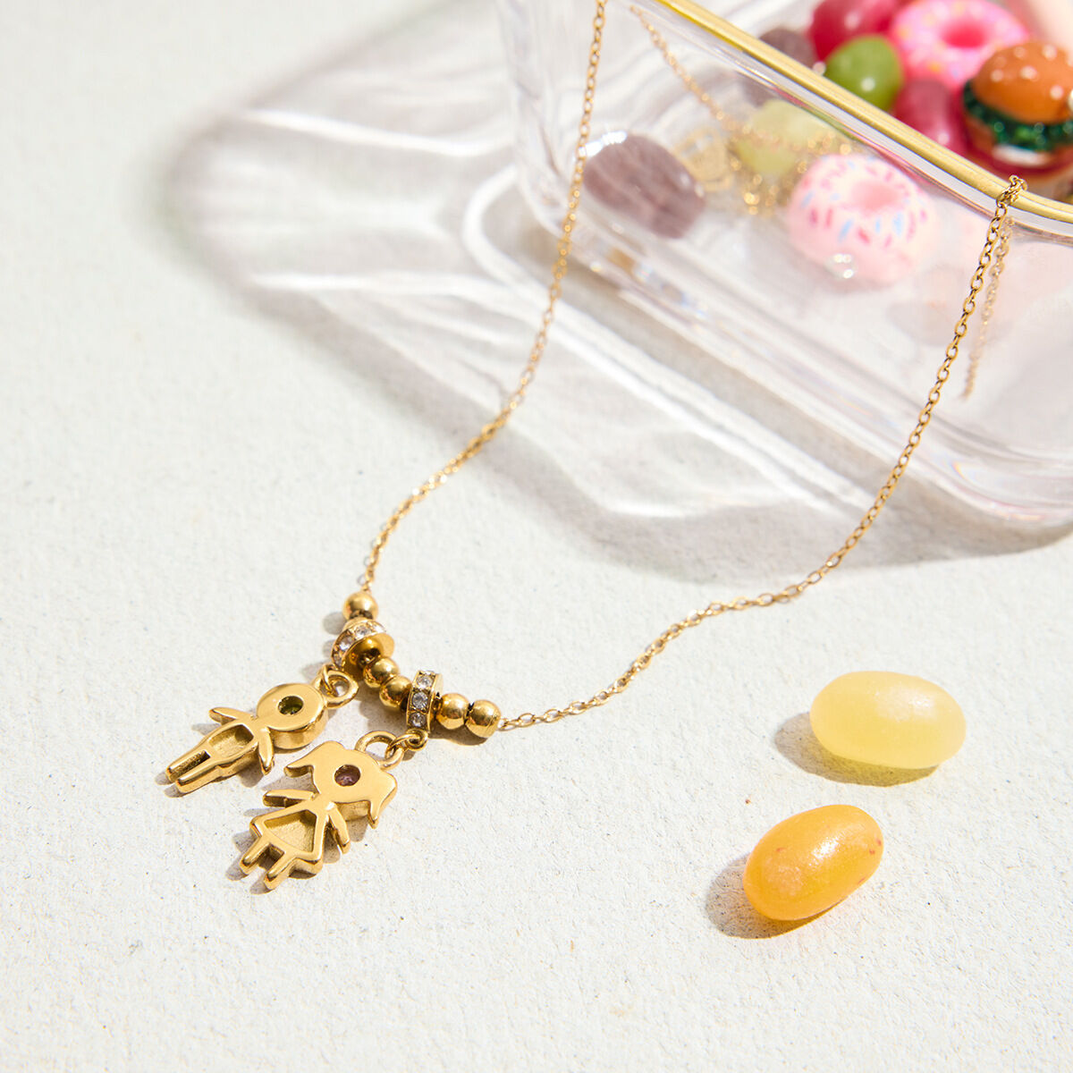 1 Piece Classic Children Stainless Steel Waterproof Gold Color Zircon Women's Pendant Necklaces Picture5