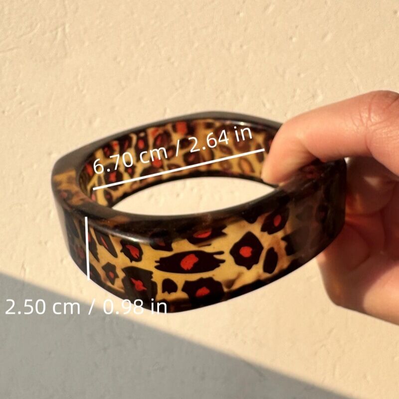 1 Piece Retro Leopard Print Resin Bangle 