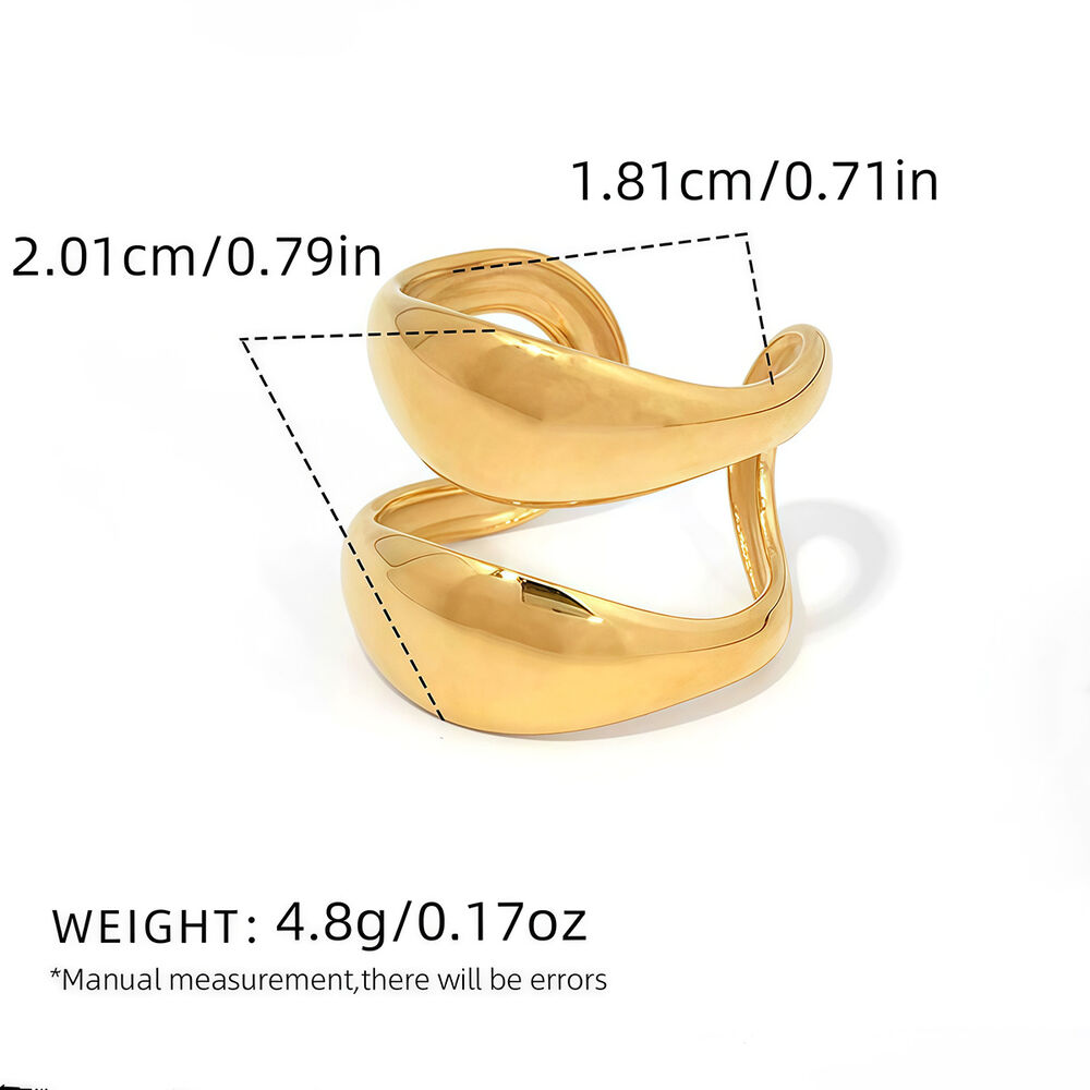 1 Piece Simple Daily Irregular Shape Stainless Steel Waterproof Gold Color Women's Statement Rings Picture2