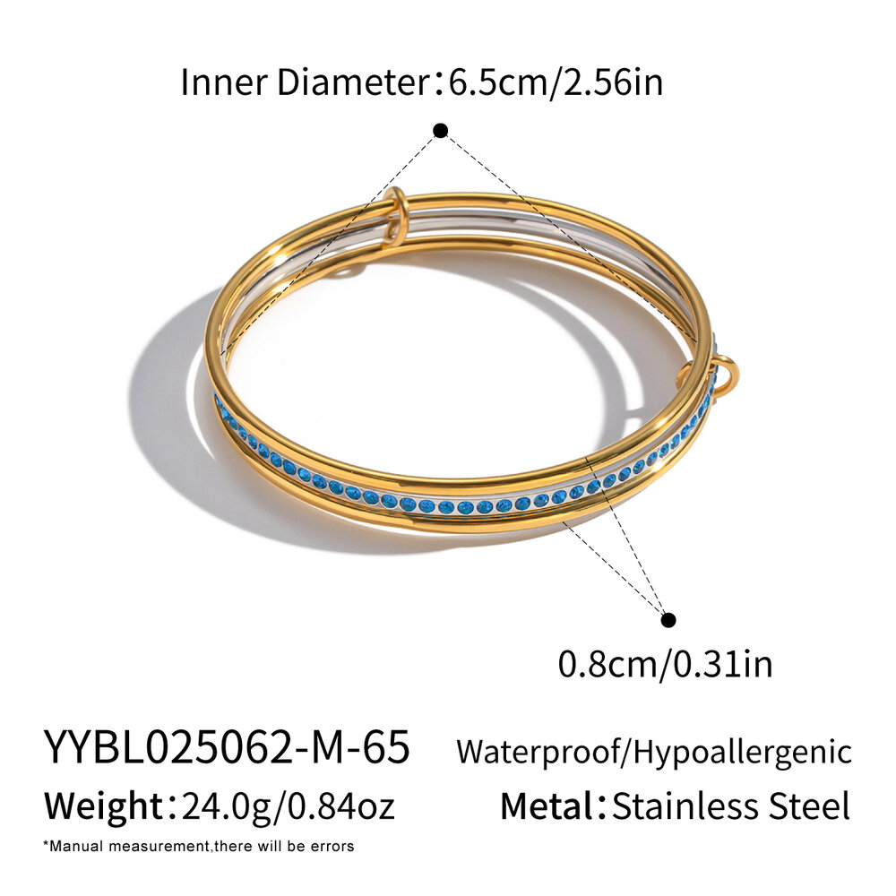 1 Piece Hip-Pop Circle Stainless Steel Waterproof Gold Color Bangles