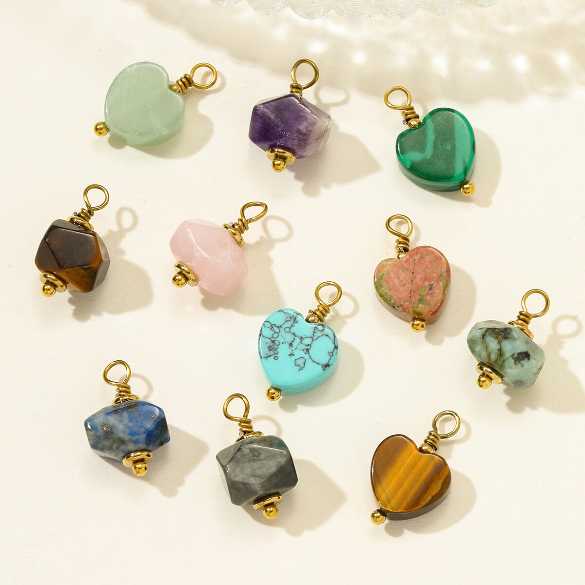 1 Piece Classic Irregular Shape Heart Natural Stones Gold Color Women's Pendants Picture4