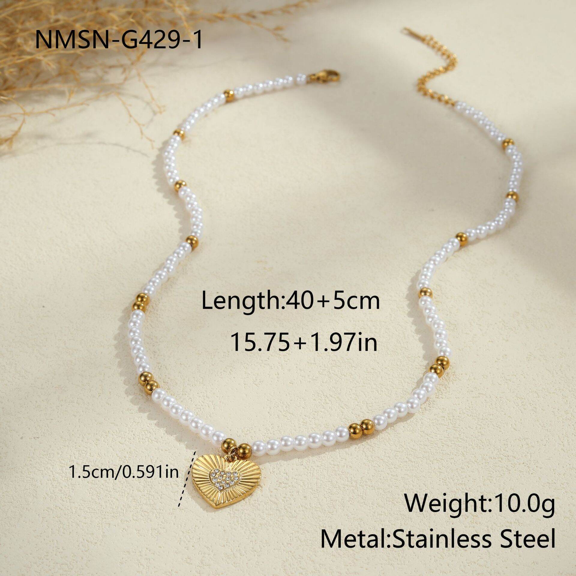 Nmsn-G429-1 Heart Pearl Necklace 