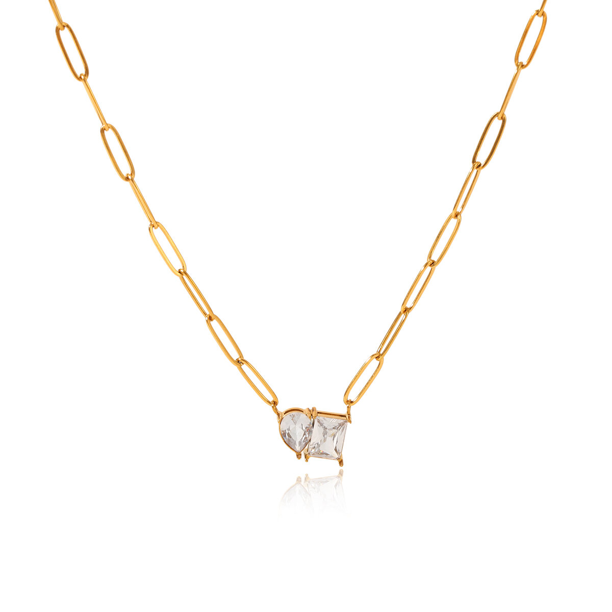 1 Piece Luxurious Irregular Shape Stainless Steel Waterproof Zircon Women's Pendant Necklaces 