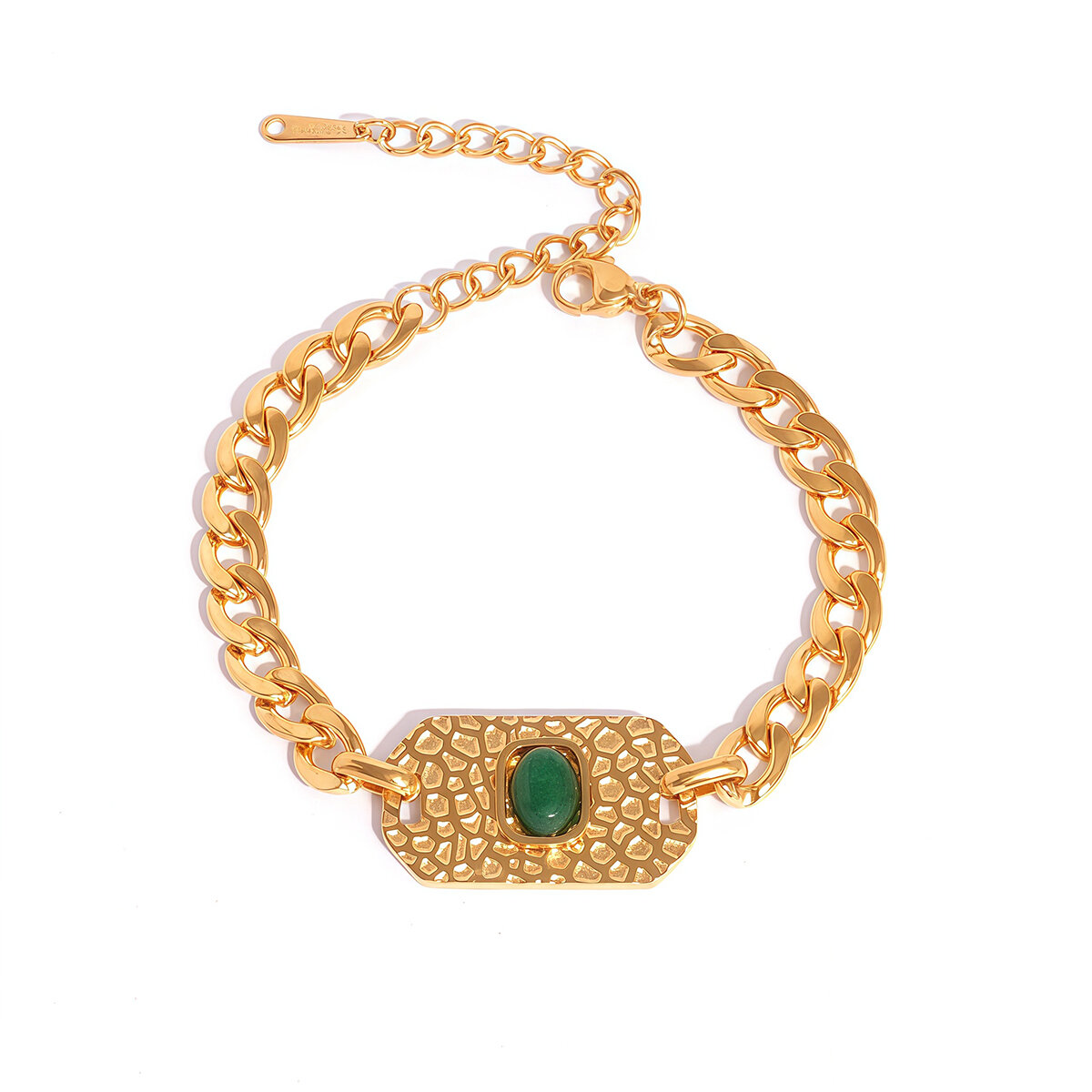 1 Piece Retro Irregular Shape Stainless Steel Waterproof Gold Color Women's Chain Bracelets h5