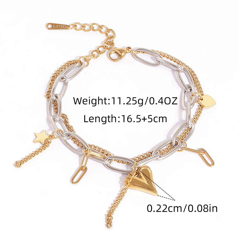 1 Piece Casual Irregular Shape Circle Stainless Steel Waterproof Women's Chain Bracelets Picture2
