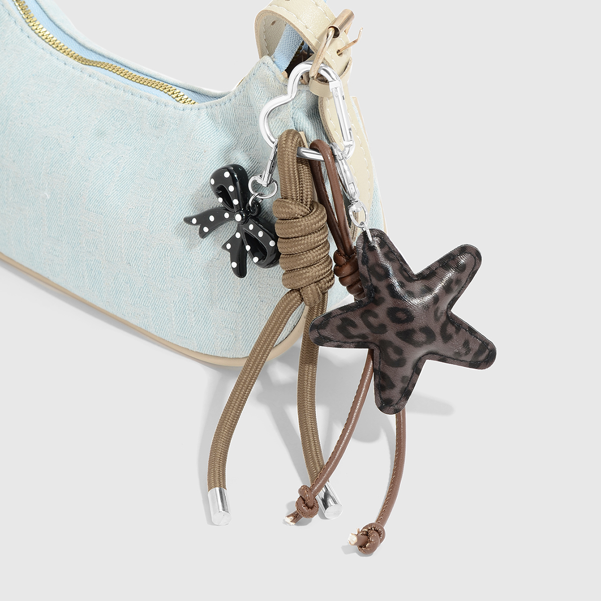 1 Piece Bow Knot Leather Leopard Print Star Bag Charm h5 Picture3