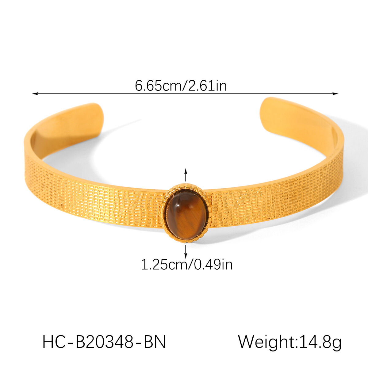 1 Stück luxuriöse, unregelmäßig geformte, wasserdichte Armreifen aus Edelstahl in Goldfarbe für Damen Bild2