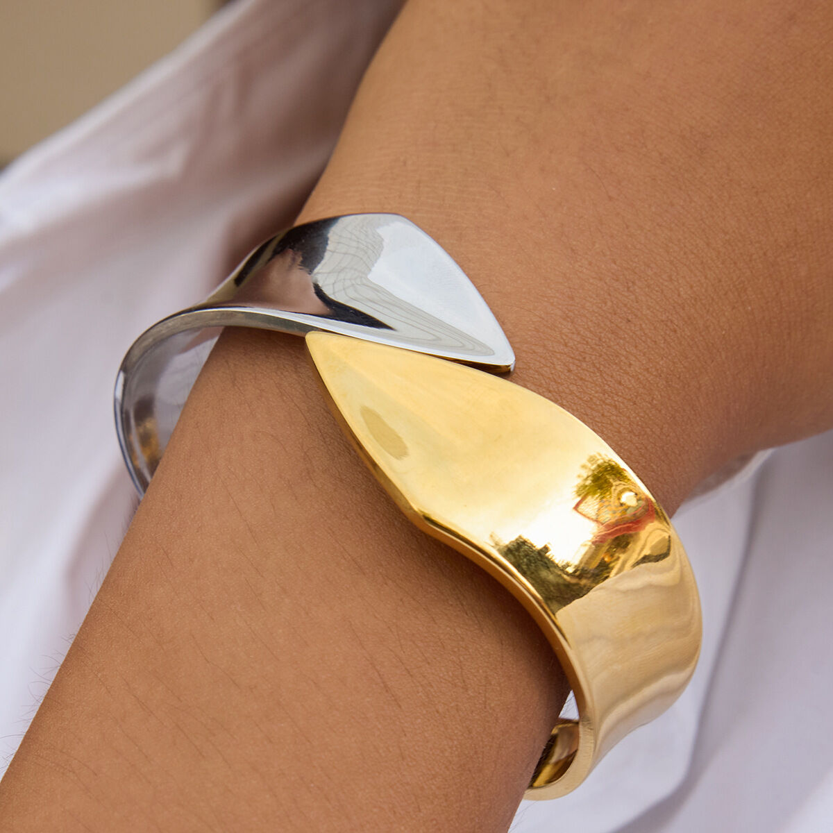 1 Piece Mixed Gold&Silver Colors Stainless Steel Waterproof Women's Bangles 2