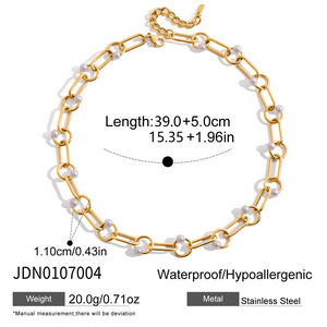 1 Piece Elegant Circle Stainless Steel Waterproof Gold Color Women's Chain Necklaces h5 Picture2