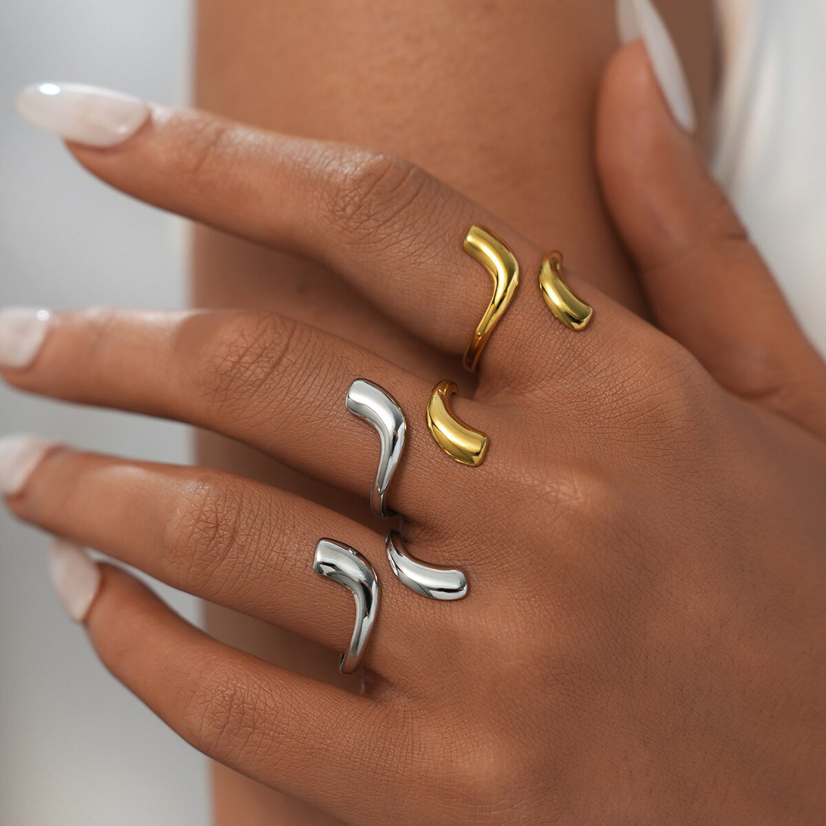 1 Piece Simple Irregular Shape Stainless Steel Waterproof   Women's Statement Rings