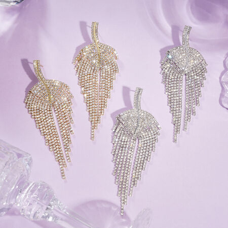 1 Pair Festive Series Tassel Leaf Copper Party Earrings