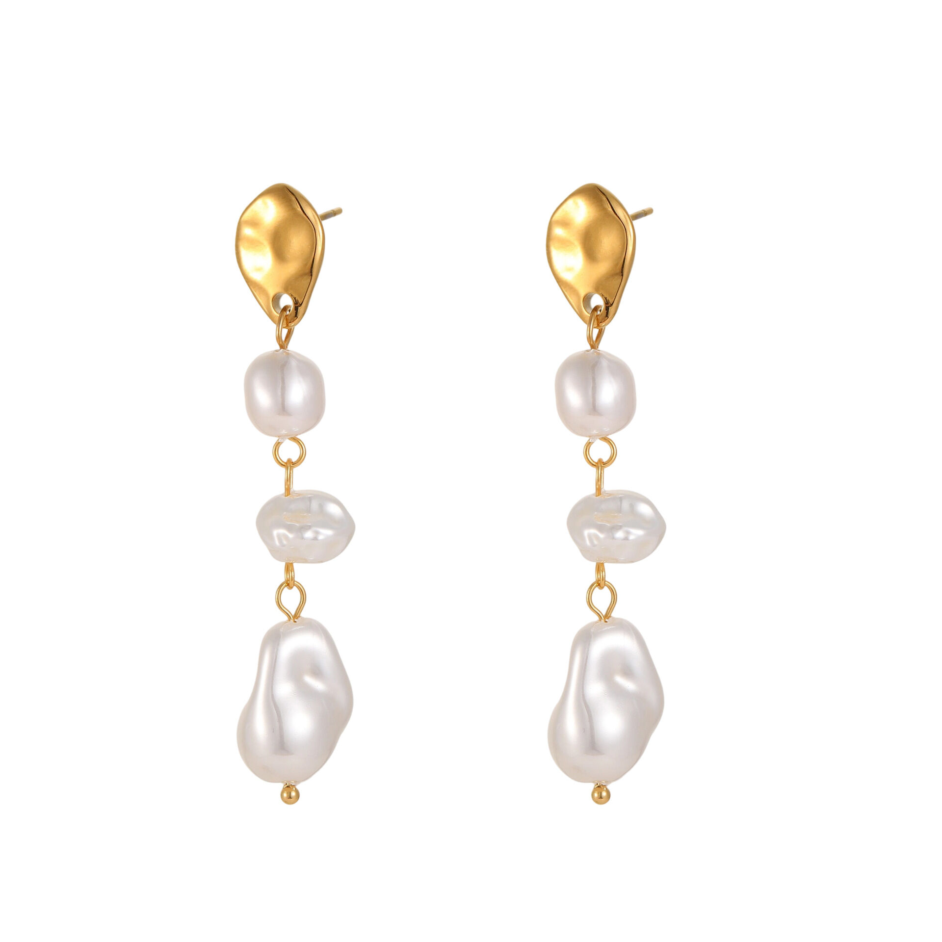 1 Pair Luxurious Elegant Irregular Shape Stainless Steel Waterproof Women's Beads Earrings h5 Picture2